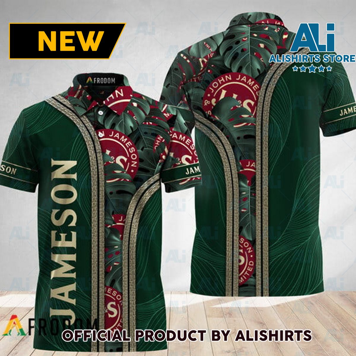 Minimalist Monstera Aloha Jameson Whiskey Polo Shirt