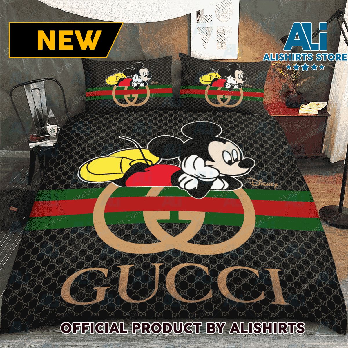 Mickey Mouse Gucci Logo Fashion Brands 34 Bedding Set