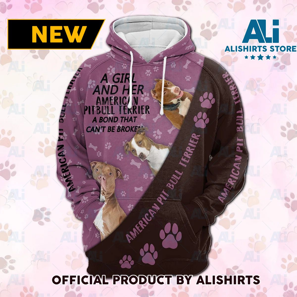 American Pit Bull Terrier A Girl And Her Dog 3D Hoodie
