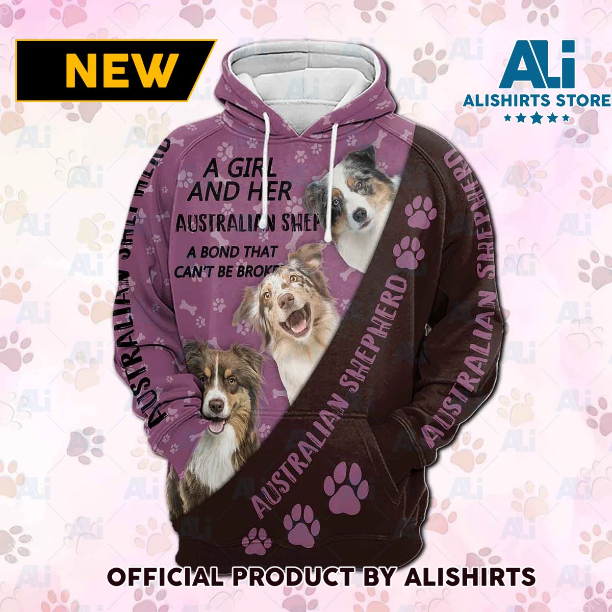 Australian Shepherd A Girl And Her Dog 3D Hoodie