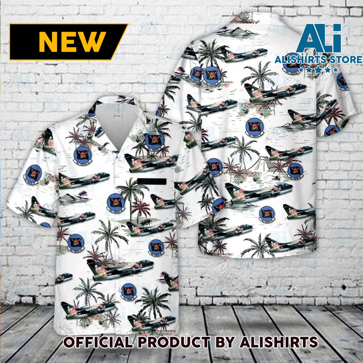 Custom Name Puerto Rico Air National Guard A-7D Corsair II 198th Airlift Squadron Hawaiian Shirt