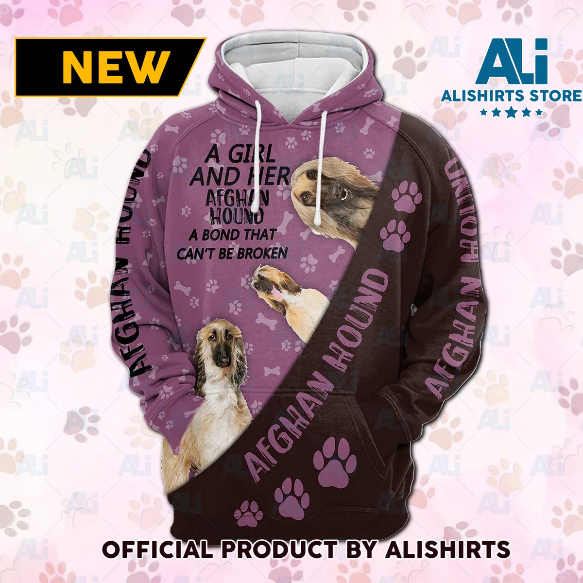 Afghan Hound A Girl And Her Dog 3D Hoodie