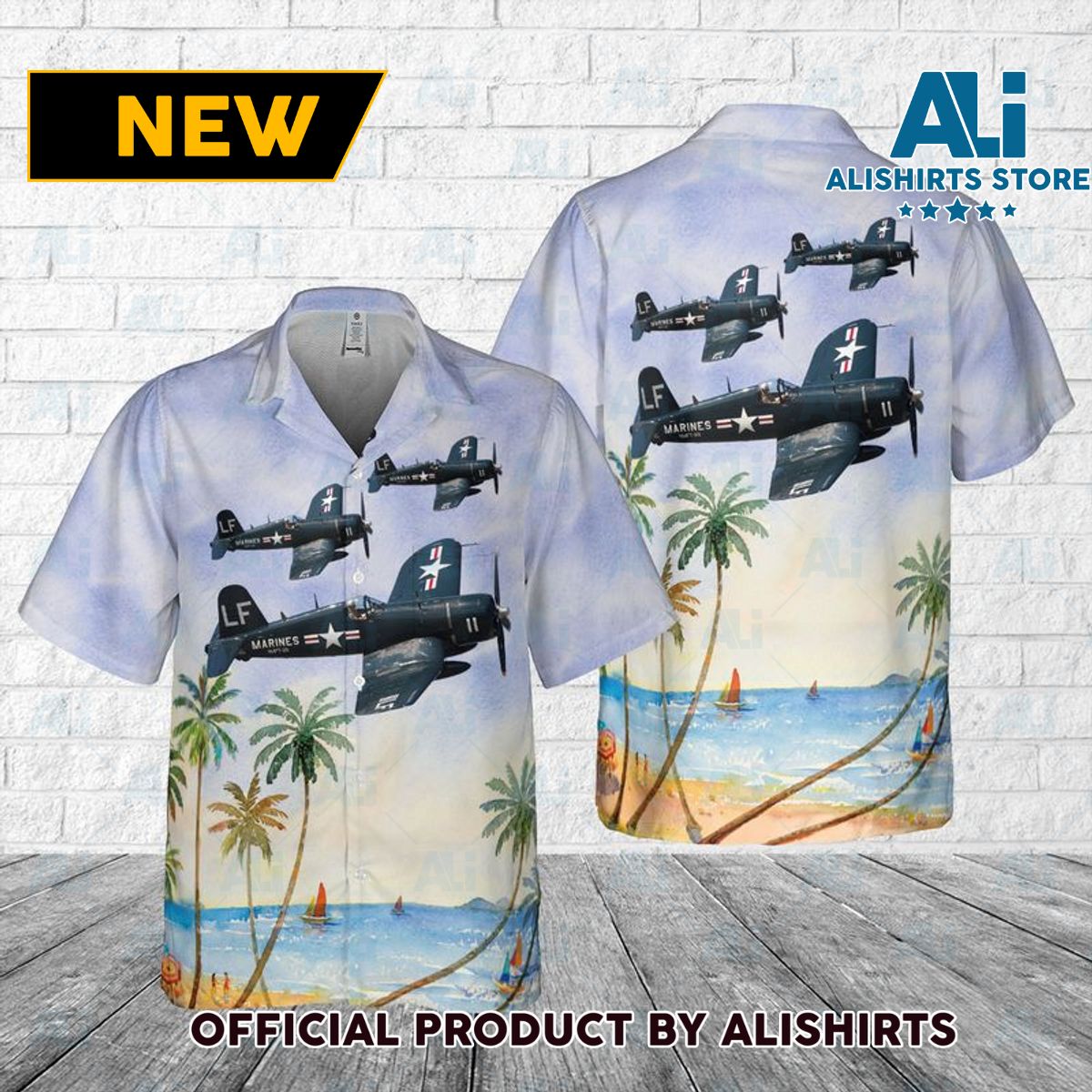 Vought F4U Corsair Pocket Hawaiian Shirt