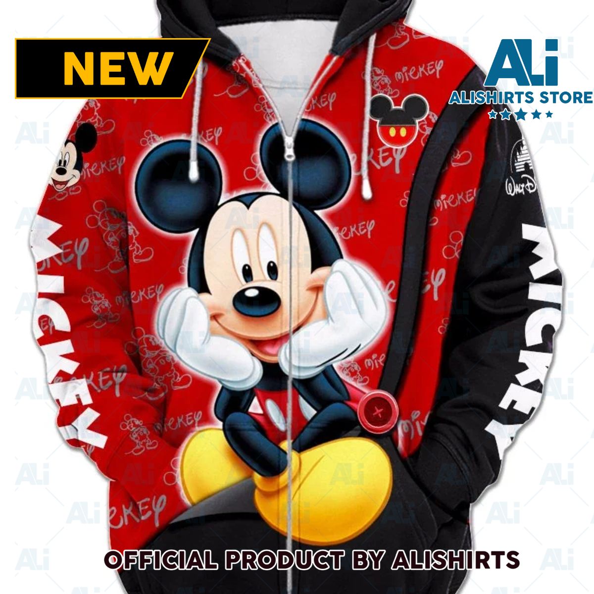 Black And Red Mickey Mouse Hoodie