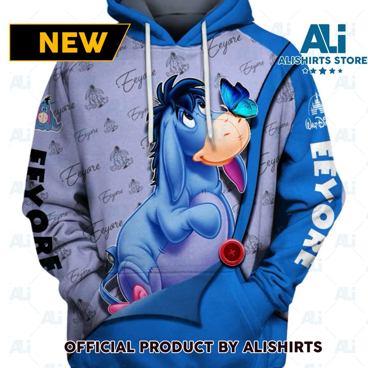 Adorable Eeyore 3D Printed Hoodie